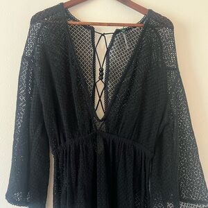 Anthropologie crocheted swimsuit cover up dress
Black Lace V-Neck Dress size S